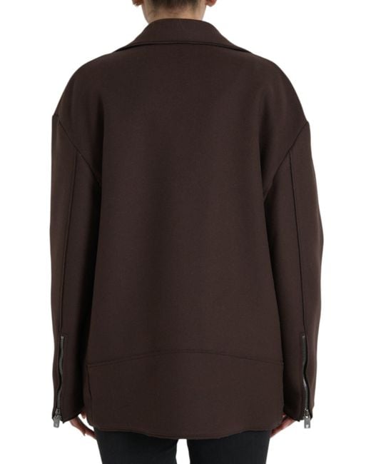 Dolce & Gabbana Brown Coat Short Biker Wool Jacket
