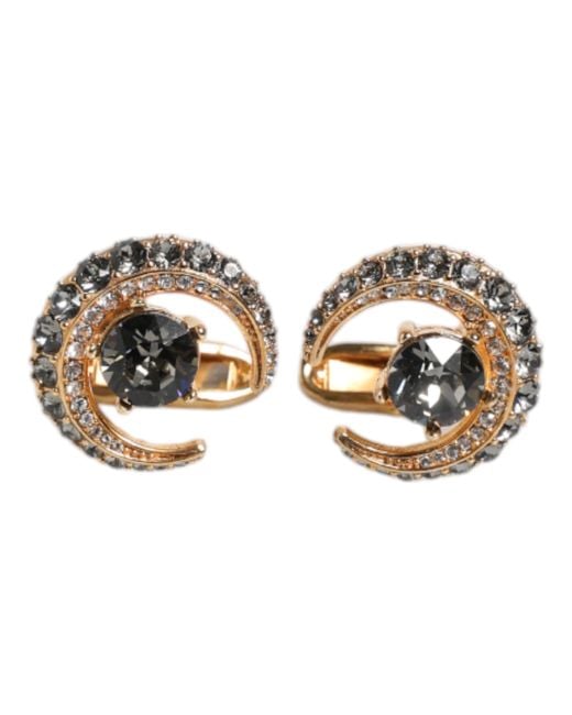 Dolce & Gabbana Metallic Brass Crystal Luna Cufflink for men