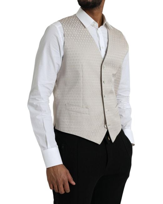 Dolce & Gabbana Gray Cotton Waistcoat Dress Formal Vest for men