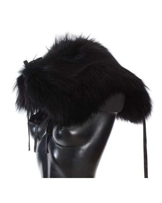 Dolce & Gabbana Black Fox Fur Shoulder Wrap Cover Collar Scarf