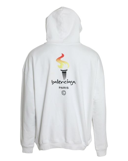 Balenciaga Gray Cotton Logo Hooded Pullover Sweatshirt Sweater for men