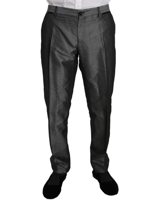 Dolce & Gabbana Black Grey Patterned Martini Piece Suit for men