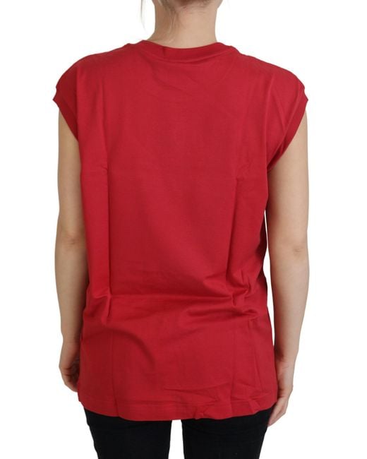 Dolce & Gabbana Red Cotton Dg Logo Tank Top T-Shirt