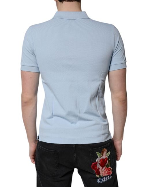 Dolce & Gabbana Blue Embroidered Polo Shirt for men