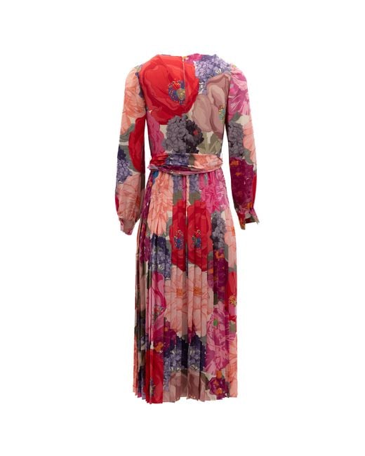 Valentino Garavani Red Multi-Color Floral Dress
