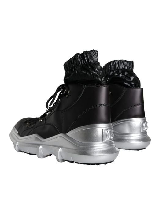 Dolce & Gabbana Black Nylon Galileo High Top Sneakers Shoes for men