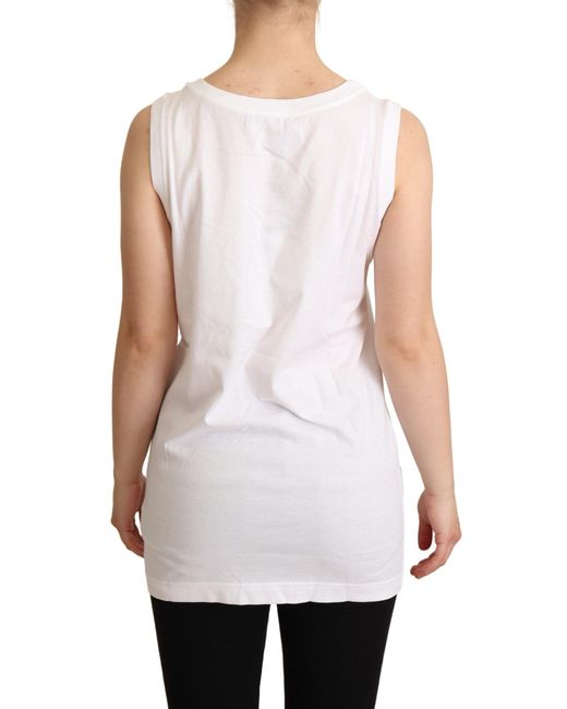 Dolce & Gabbana White La Moda Crystal Tank Top T-shirt