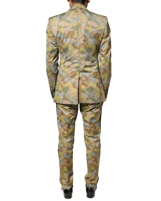 Dolce & Gabbana Green Camouflage Sicilia 3 Piece Suit for men
