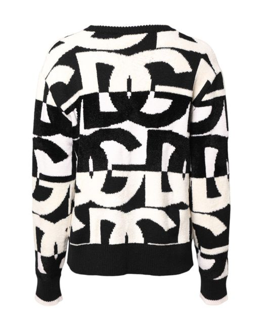 Dolce & Gabbana Black Geometric Pattern Knit Sweater