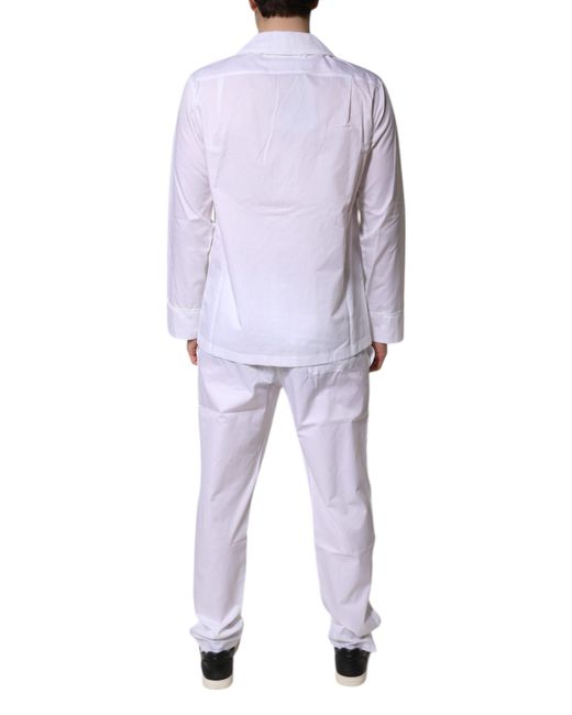 Dolce & Gabbana White Cotton Shirt Pants Pajama Set Sleepwear for men