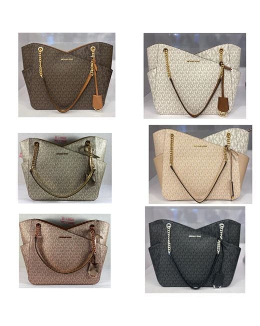 Michael Kors Leather Jet Set Travel Large X Chain Mk Signature Shoulder