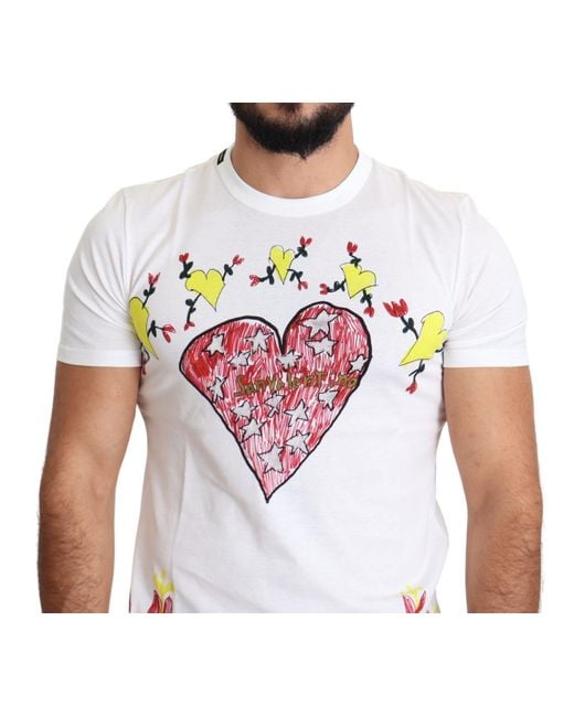 Dolce & Gabbana White Saint Valentine Print Cotton T-Shirt for men