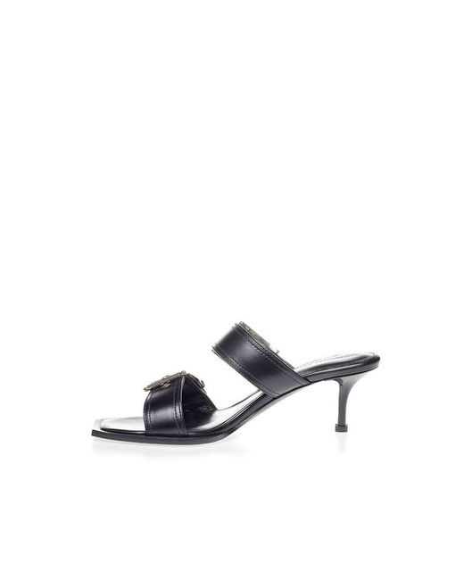 McQueen Black Leather Stiletto Heel Sandals