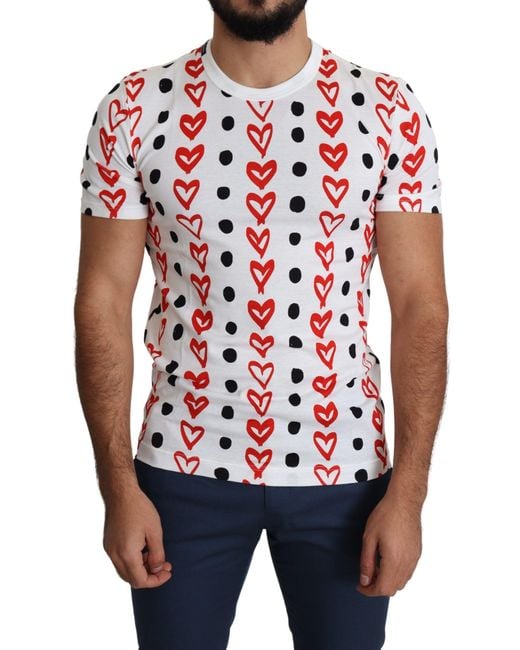 Dolce & Gabbana Red Hearts Print Cotton Top T-Shirt for men