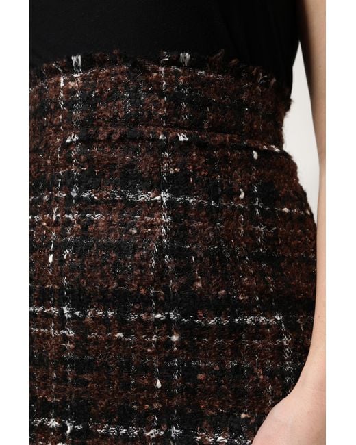 Dolce & Gabbana Black High Waist Tweed Mini Skirt With Zipper Closure