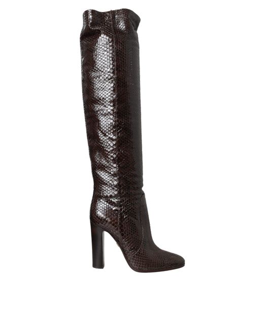 Dolce & Gabbana Black Exotic Leather Heels High Boots Shoes