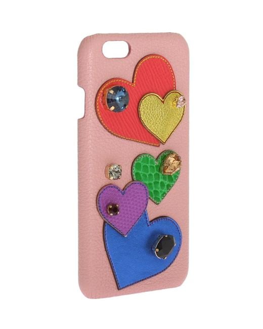 Dolce & Gabbana White Leather Heart Crystal Phone Case