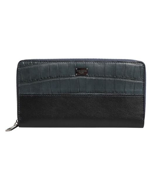 Dolce & Gabbana Black Exotic Leather Continental Clutch Wallet for men