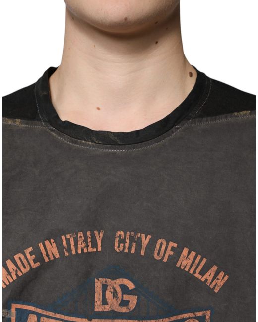 Dolce & Gabbana Black Graphic Tee Athletic Style for men
