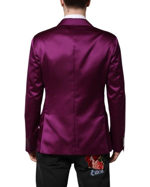 Dolce & Gabbana Purple Double Breasted Silk Blazer for men