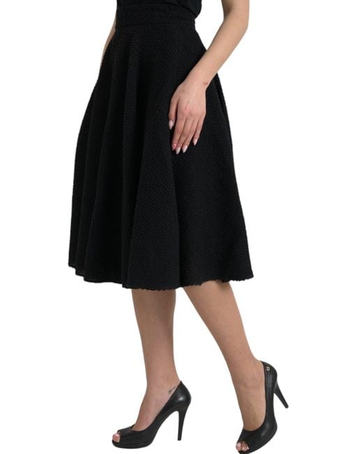 Dolce & Gabbana Black High Waist A-Line Knee Length Skirt