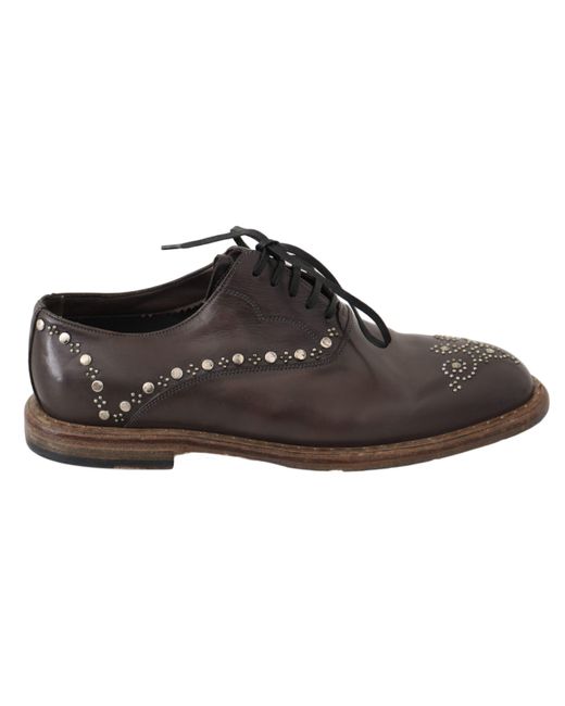 Dolce & Gabbana Leather Marsala Derby Studded Shoes in Black for Men | Lyst