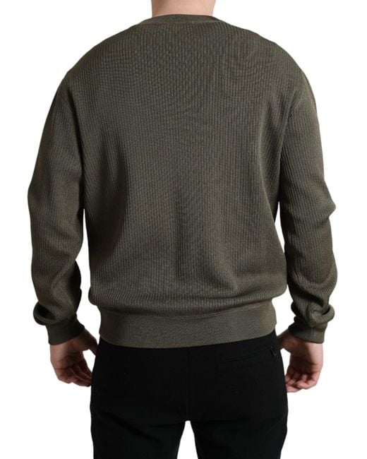 Dolce & Gabbana Gray Viscose Crew Neck Pullover Sweater for men
