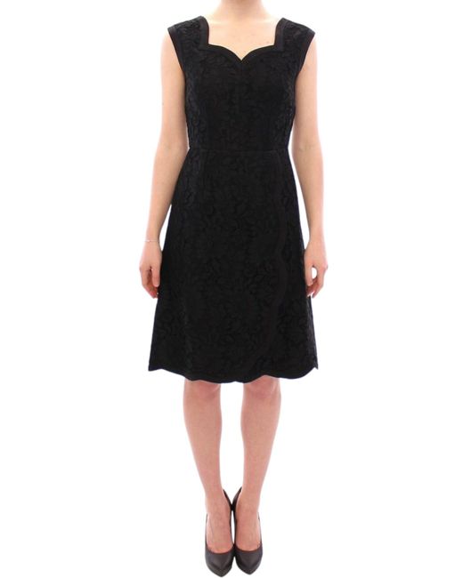 Dolce & Gabbana Black Floral Lace Sicily Runway Dress