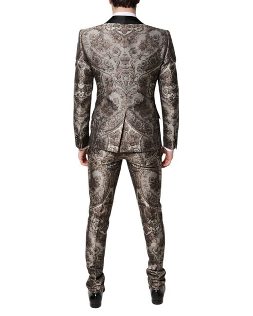 Dolce & Gabbana Black Jacquard Single Breasted 3 Piece Suit for men