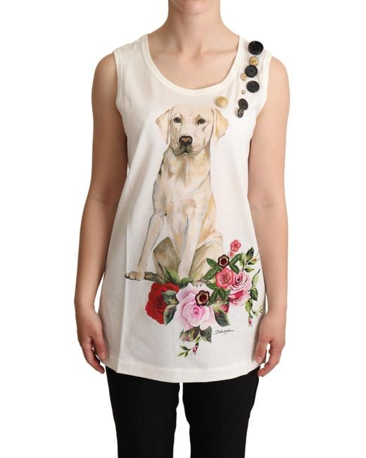 Dolce & Gabbana Natural Chic Canine Floral Sleeveless Tank