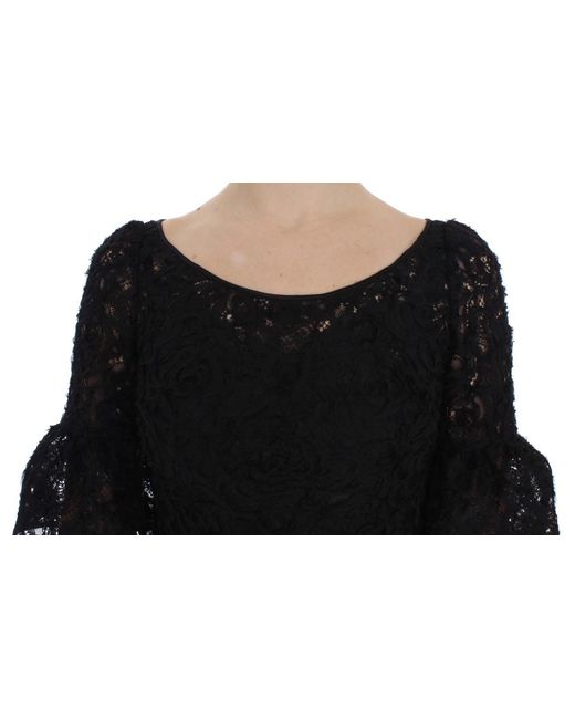Dolce & Gabbana Black Floral Lace Long Bodycon Maxi Dress