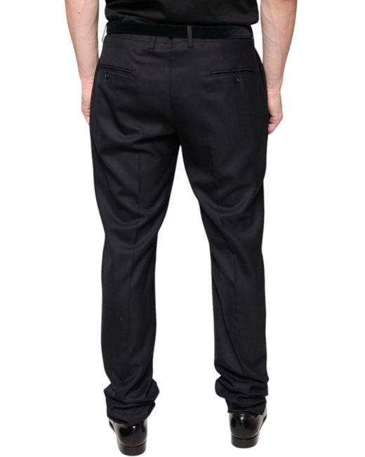 Dolce & Gabbana Black Wool Skinny Dress Formal Pants for men