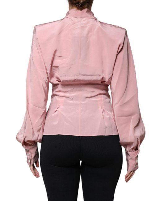 Dolce & Gabbana Pink Silk Blouse Long Sleeves