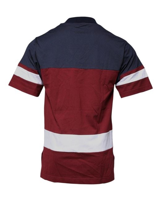 Dolce & Gabbana Red Cotton Vneck Short Sleeve T-Shirt for men