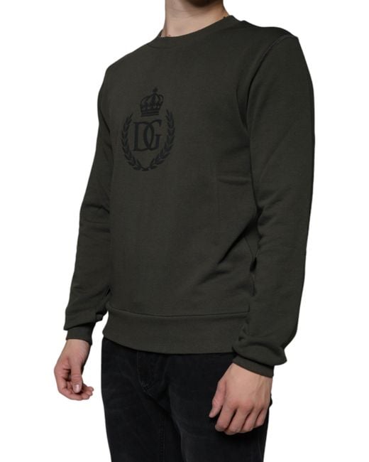 Dolce & Gabbana Black Army Dg Crown Crew Neck Pullover Sweater for men