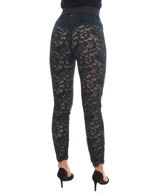 Dolce & Gabbana Black Floral Lace Leggings Pants