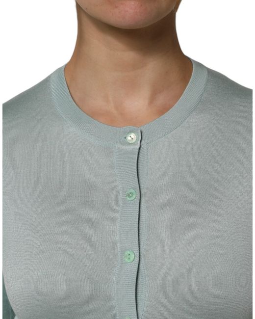 Dolce & Gabbana Gray Light Silk Button Down Cardigan Sweater