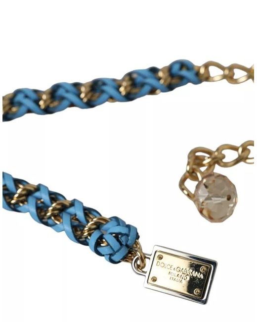 Dolce & Gabbana Blue Braided Brass Chain Waist Belt