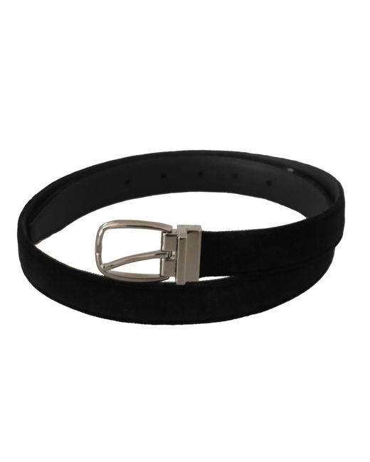 Dolce & Gabbana Black Classic Velvet Tone Metal Buckle Belt for men