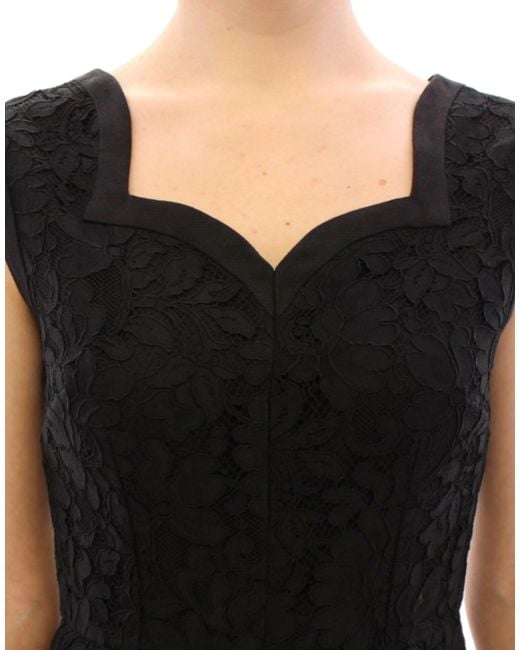 Dolce & Gabbana Black Floral Lace Sicily Runway Dress