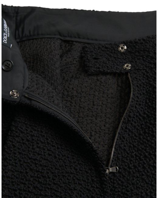 Dolce & Gabbana Black High Waist A-Line Knee Length Skirt