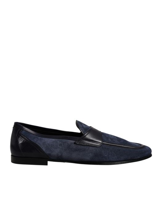 Dolce & Gabbana Blue Suede Leather Loafer Moccasin Shoes for men