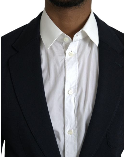 Dolce & Gabbana Black Wool Notch Single Breasted Coat Blazer for men