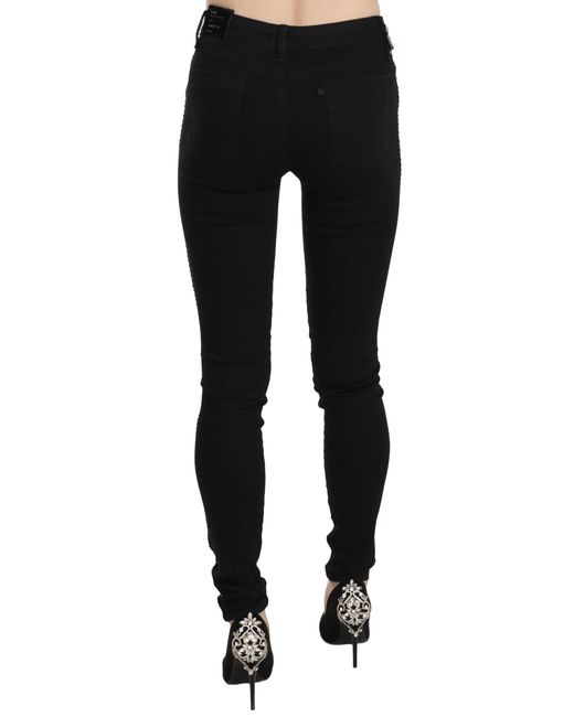 CoSTUME NATIONAL Black Embellished Mid Waist Skinny Denim Jeans