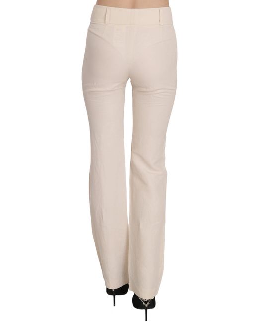 Laure'l White High Waist Silk Blend Flared Dress Trousers Pants