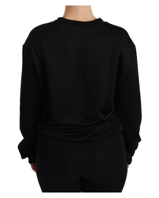 Dolce & Gabbana Black Cotton Crewneck Pullover Sweater