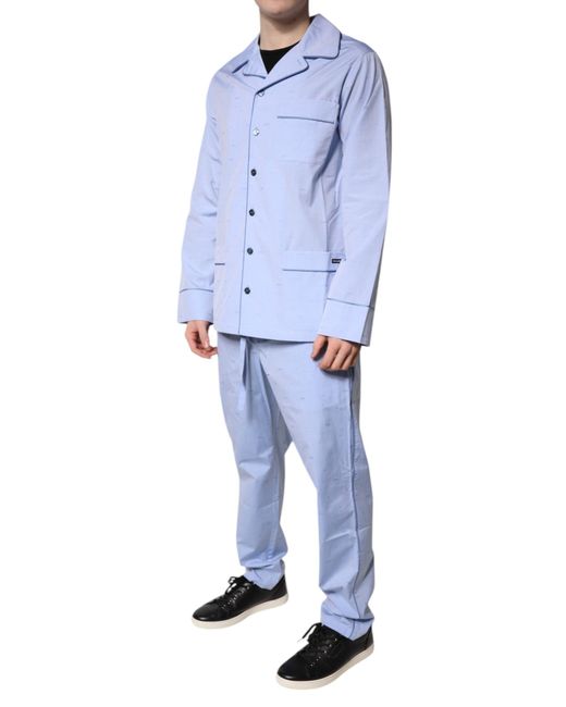 Dolce & Gabbana Blue Dg Logo Cotton Pajama Set Sleepwear for men