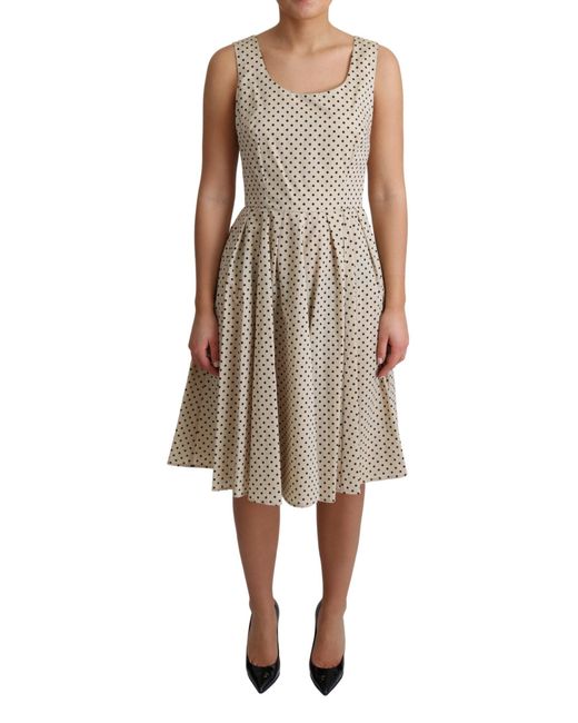 Dolce & Gabbana Natural Elegant Polka Dot Sleeveless A-Line Dress