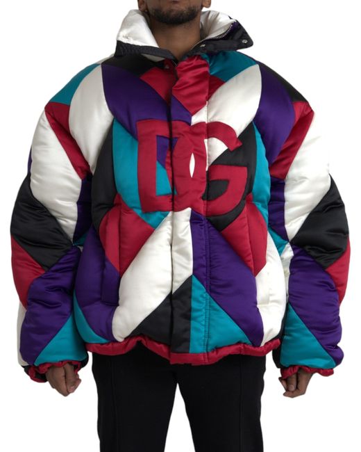Dolce & Gabbana Blue Logo Windbreaker Puffer Jacket for men