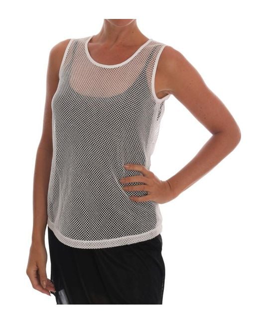 Dolce & Gabbana Gray Net Tank Transparent Top